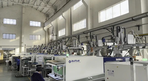 Injection moulding machines arranged in a workshop