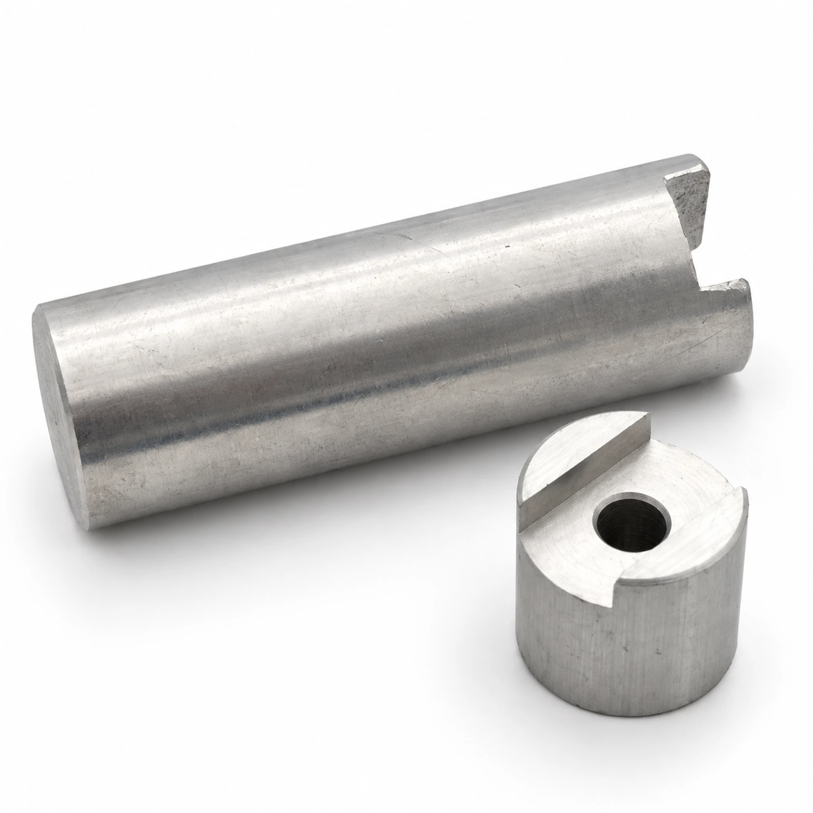 Close-up of notched and bored beam spacer connectors