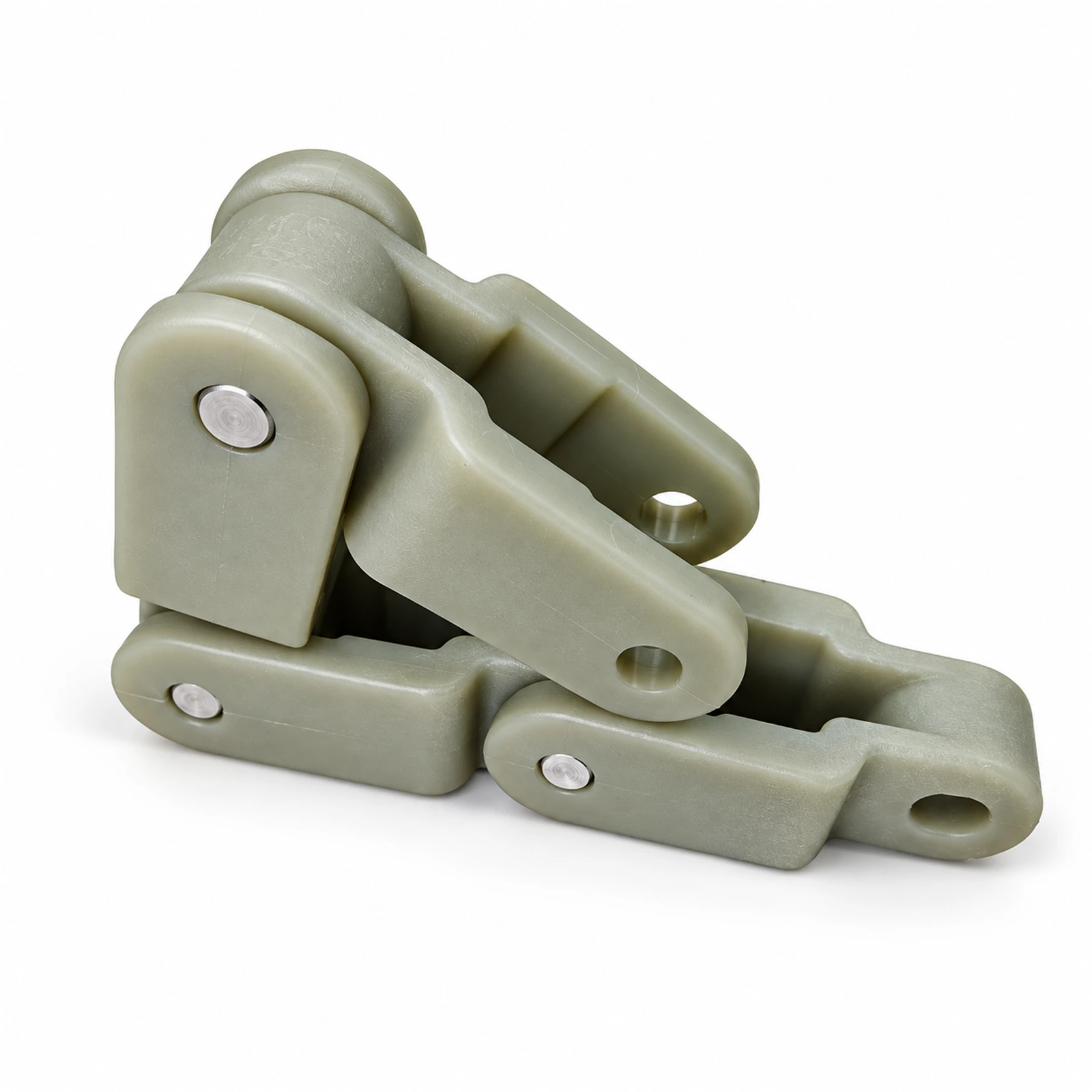 Close-up of case conveyor chain link structure