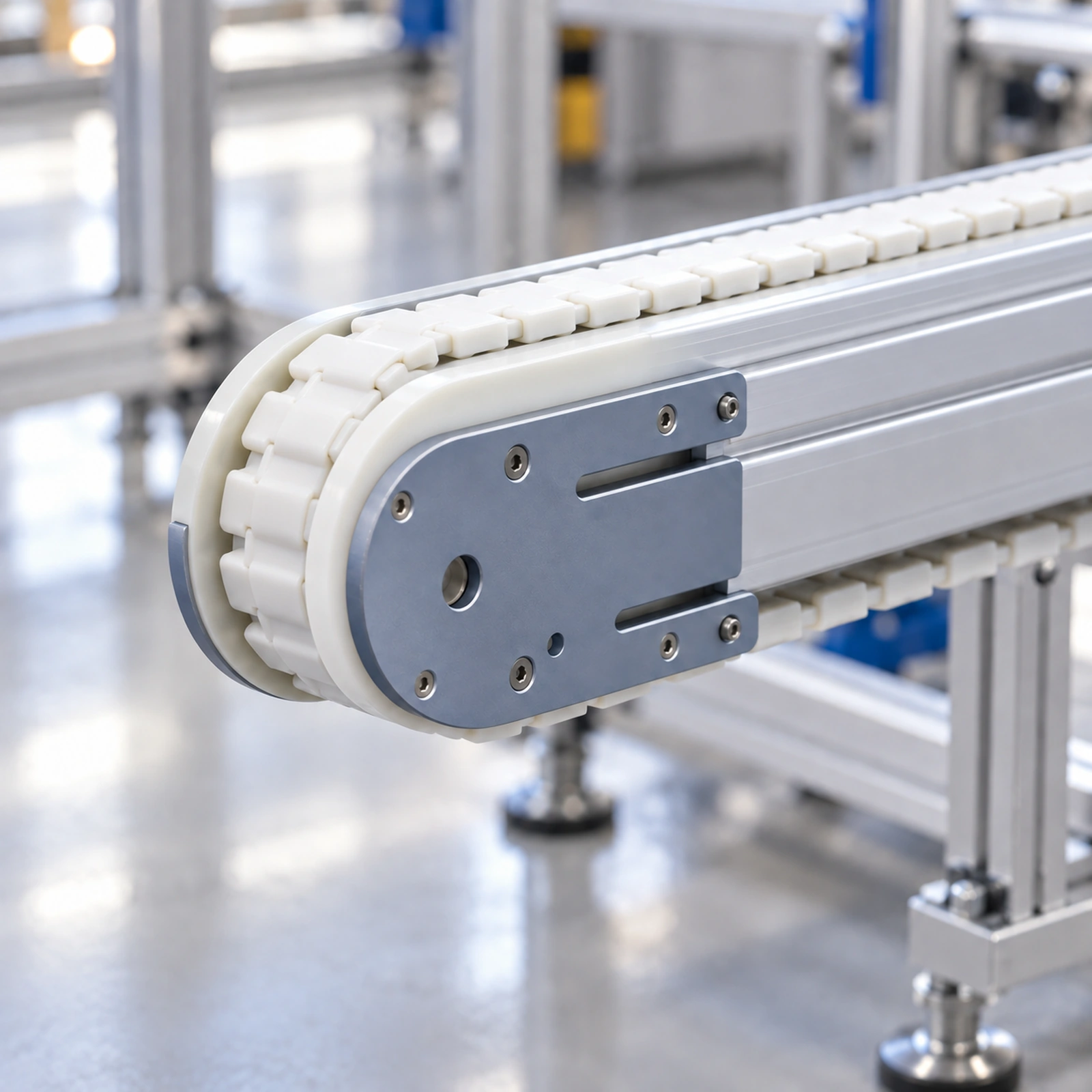 Illustration of flexible chain turning around an idler end