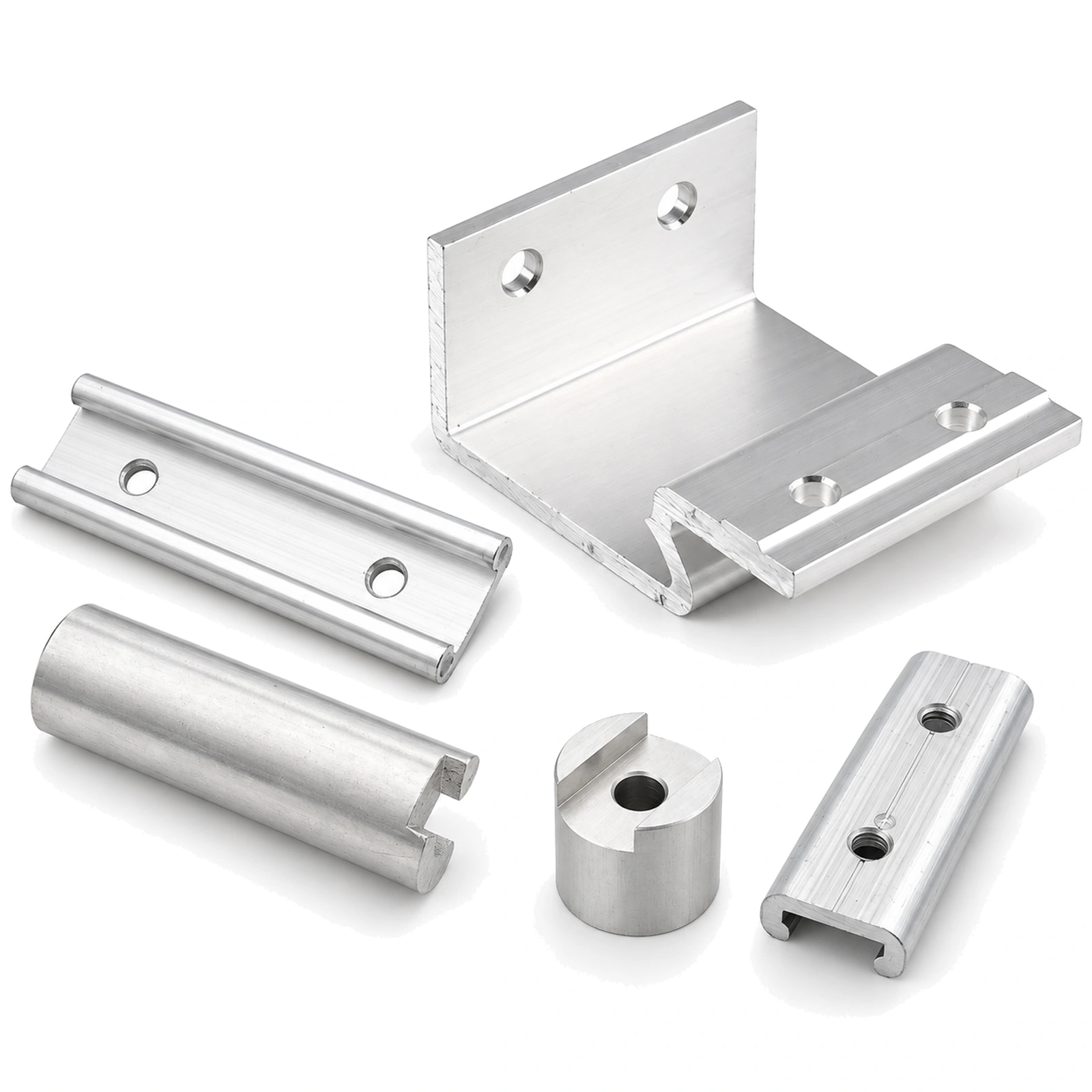 Five conveyor connecting components displayed separately