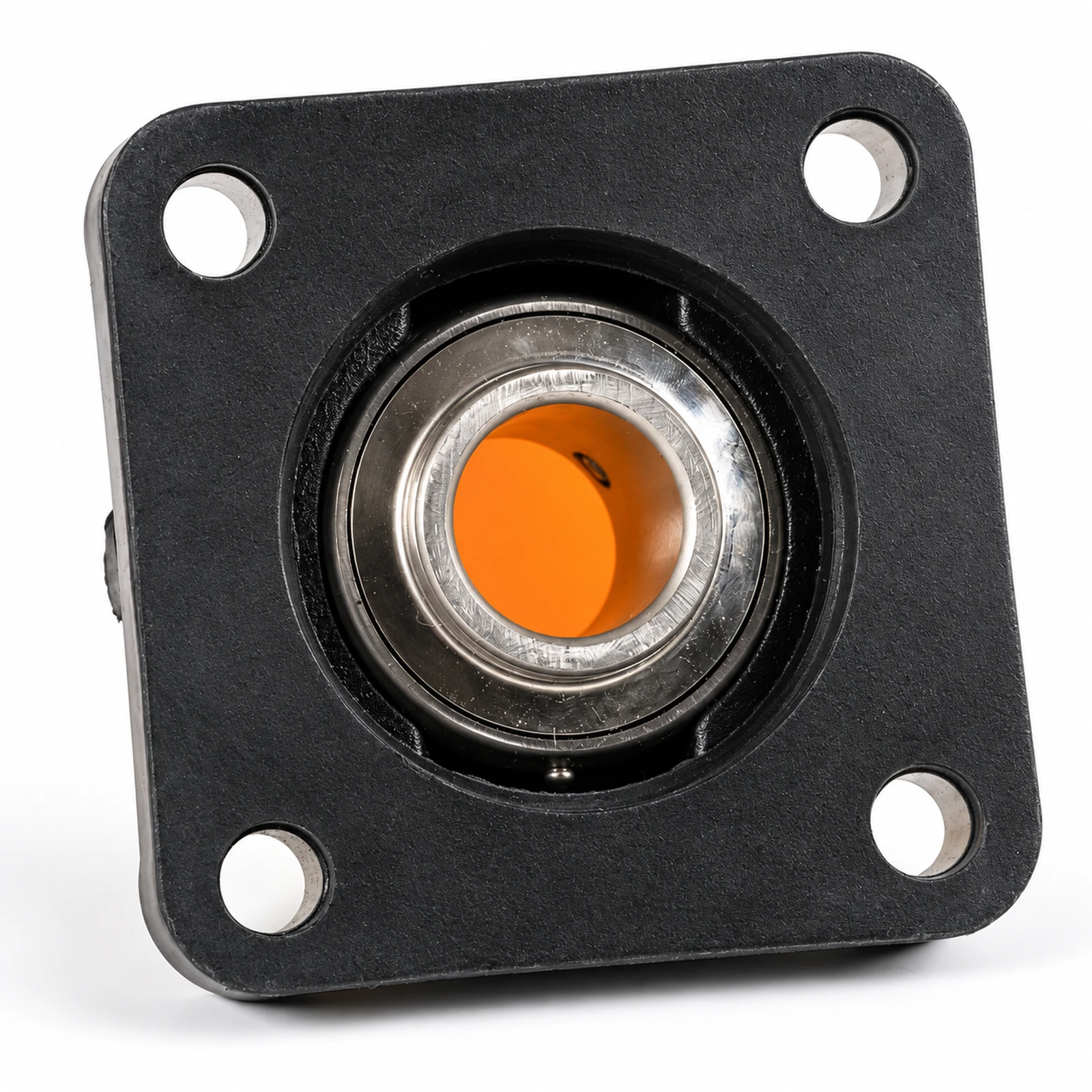 Black four-hole bearing housing with a metal ring