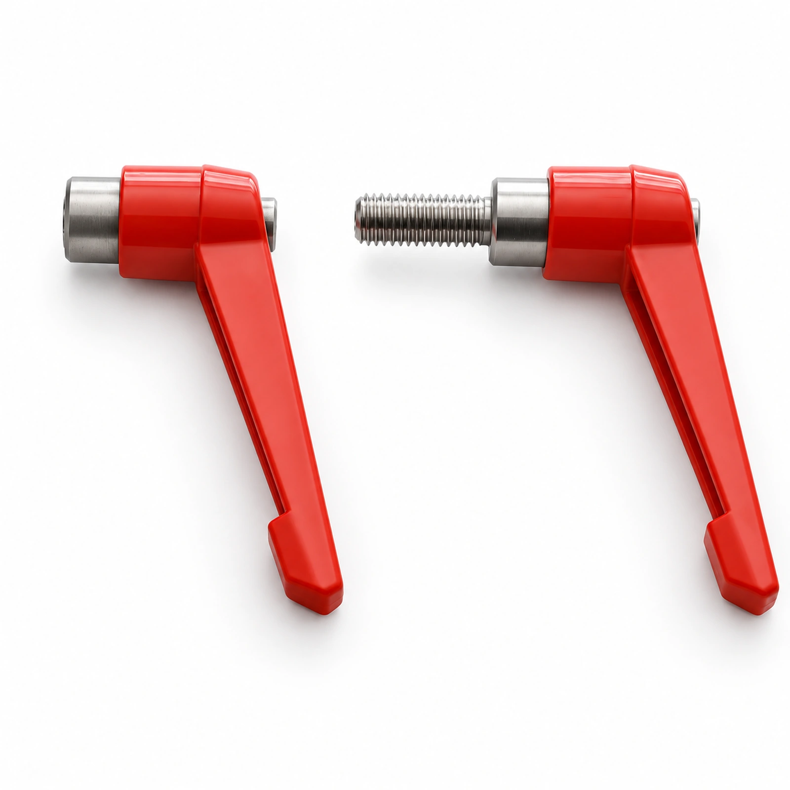 Two red adjustment levers showing threaded connections