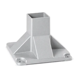 Silver square tube conveyor support base on white