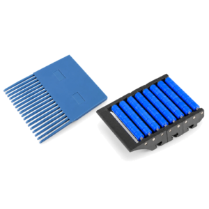 Blue transfer comb plate and blue roller transfer assembly on white