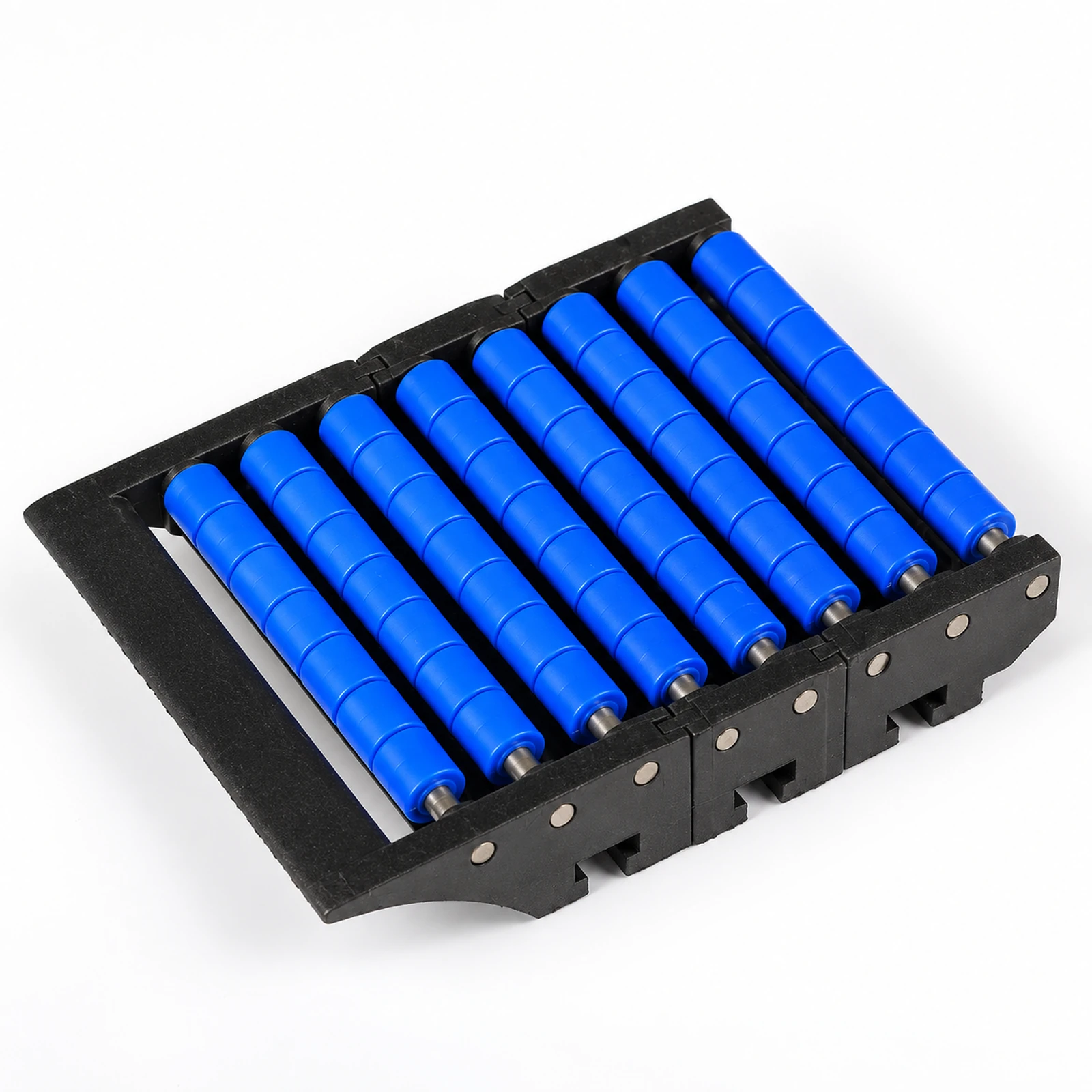 Close view of a blue roller transfer assembly