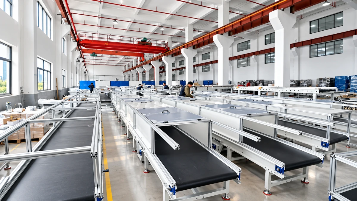 Conveyor equipment and assembly space in the CSTRANS production workshop