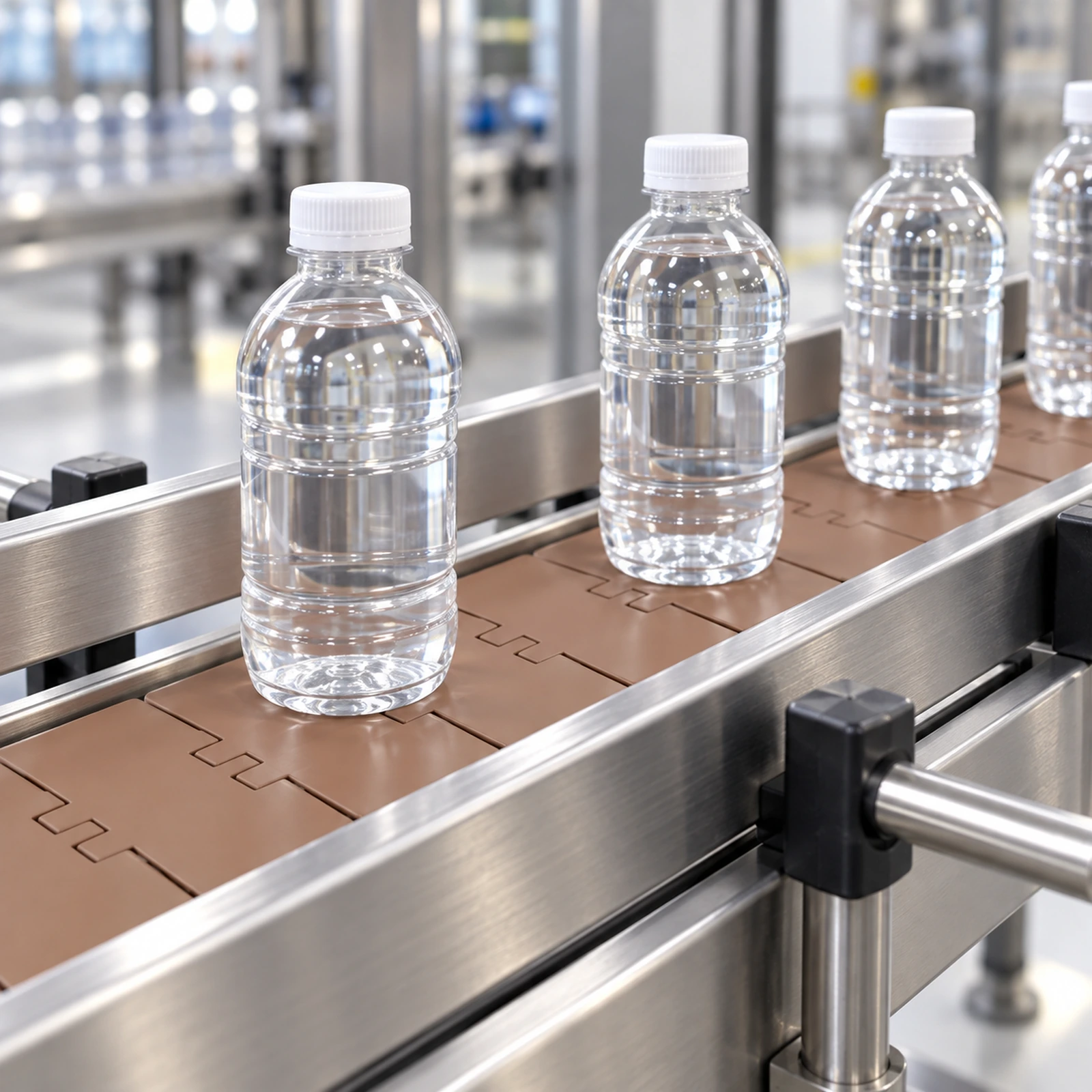 Illustration of bottles on a straight running tabletop chain