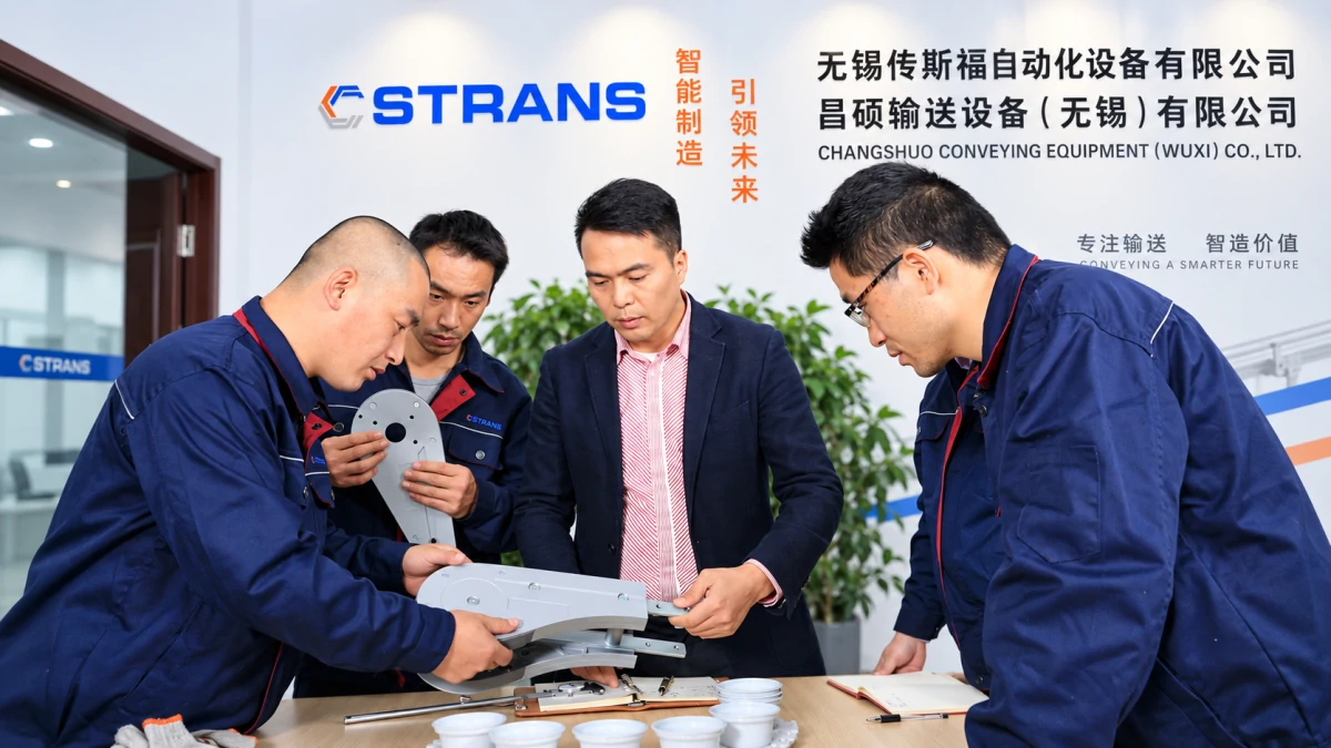 CSTRANS team examining conveyor component information