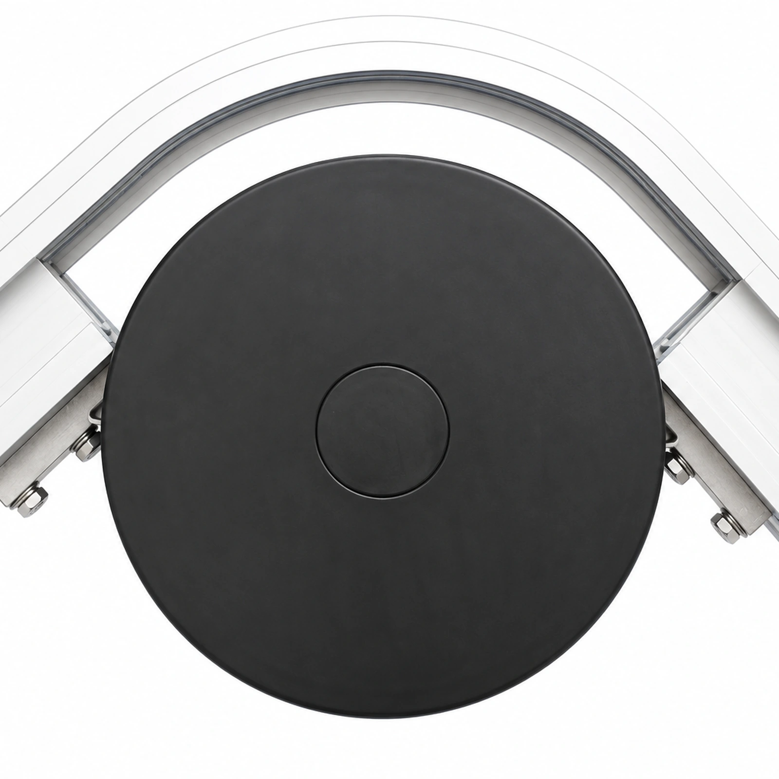 Close-up of wheel disk and guide track