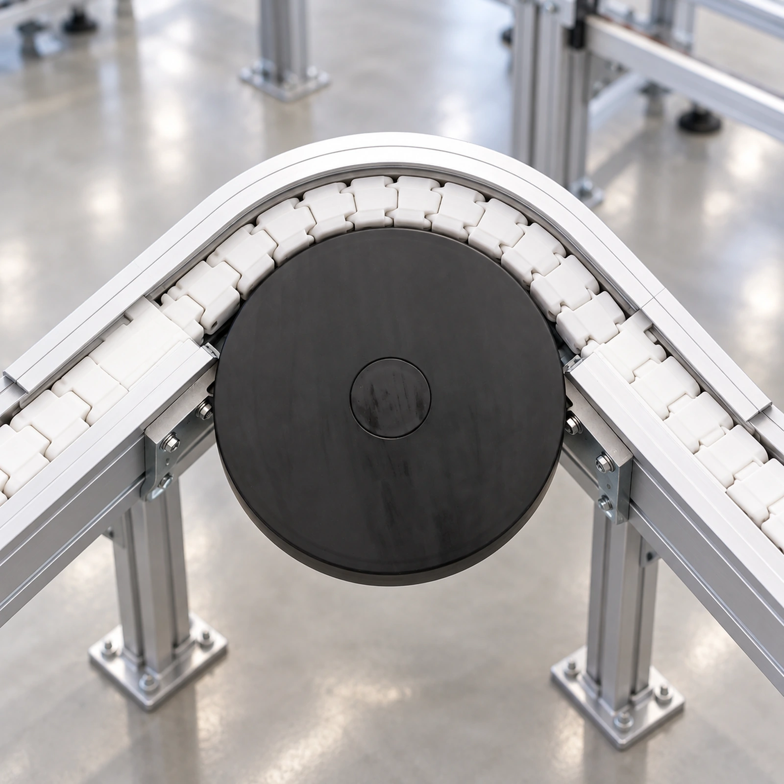 Illustration of a wheel bend in a flexible chain conveyor