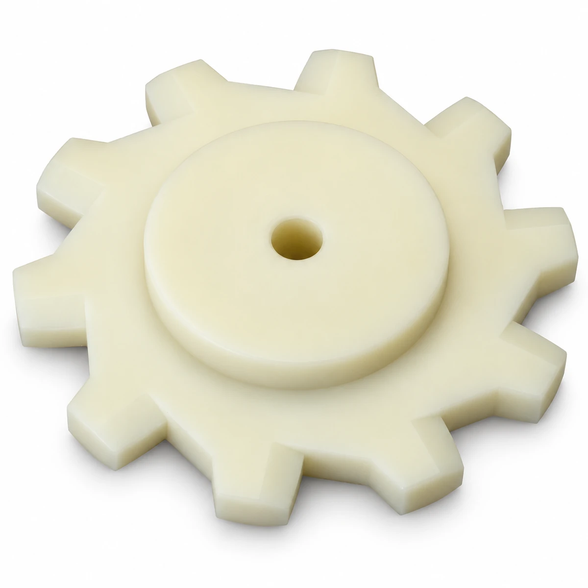 Light-coloured 1400 sprocket with projecting teeth and a central bore