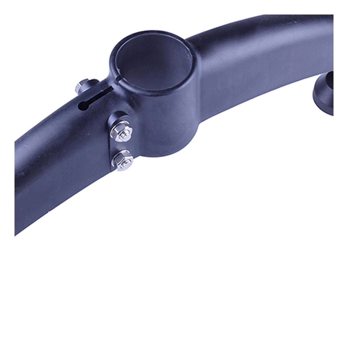 Dark bipod base with a central upright socket and a foot beneath each arm