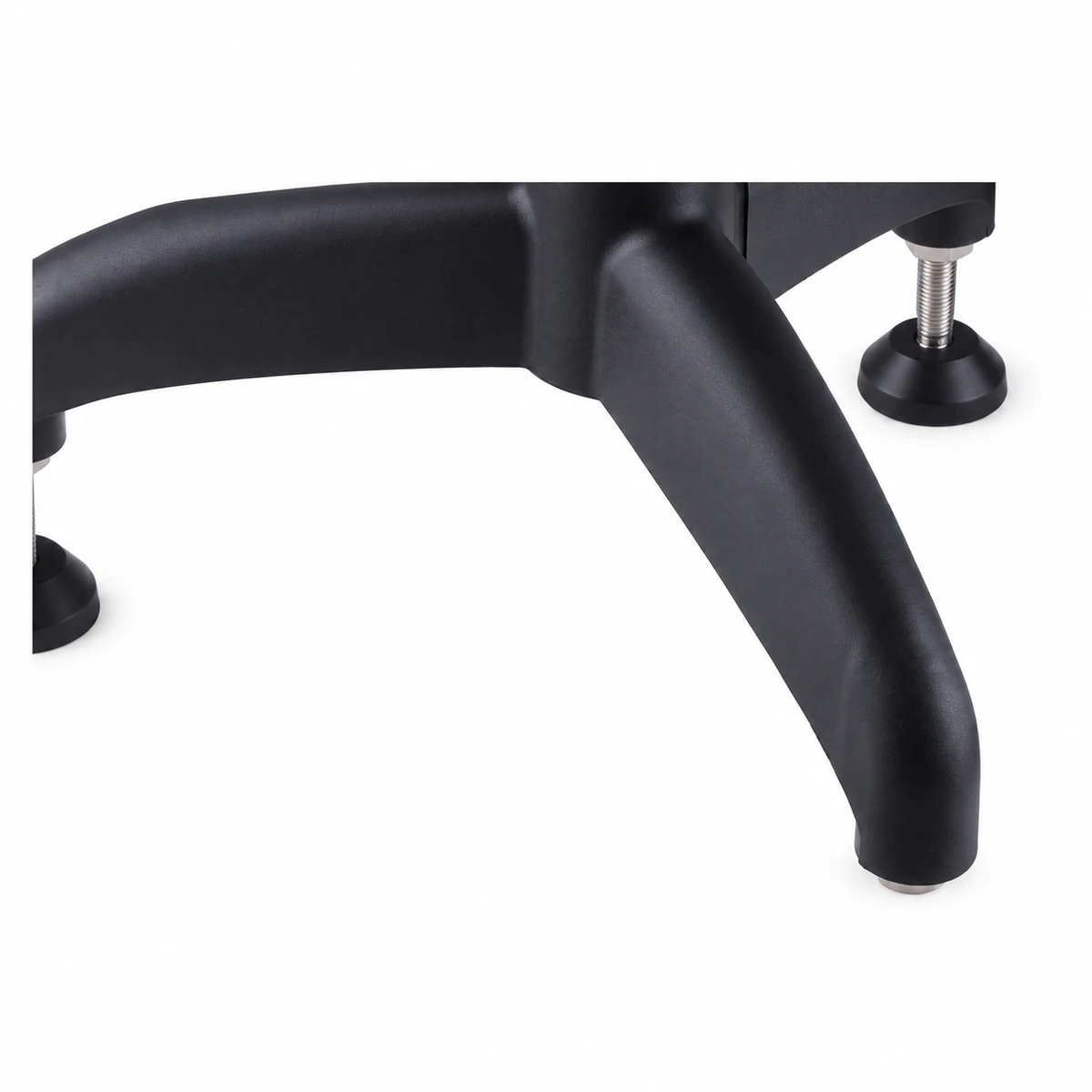 Dark support base with opposing arms and a central clamp