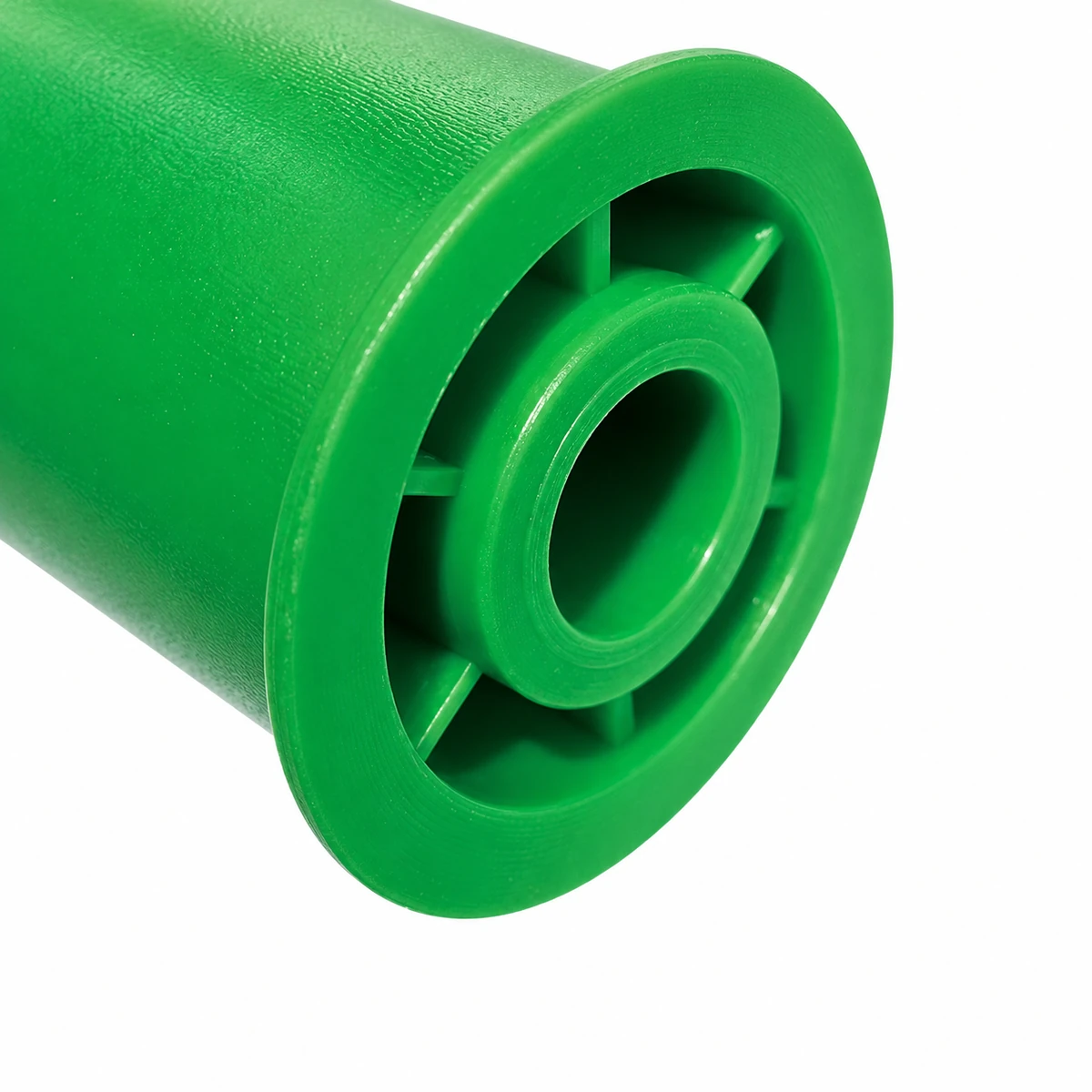 Green return wheel with an extended cylindrical body and end flange